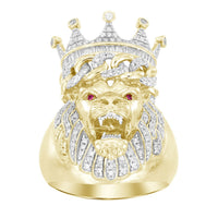 Thumbnail for MEN'S RING 4 CT ROUND/BAGUETTE/RUBY DIAMOND 10K YELLOW GOLD