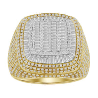 Thumbnail for MEN'S RING 2 CT ROUND/BAGUETTE DIAMOND 10K YELLOW GOLD