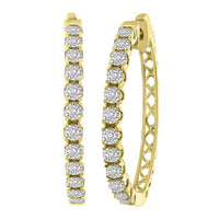 Thumbnail for LADIES HOOPS 1/2 CT ROUND DIAMOND 10K YELLOW GOLD