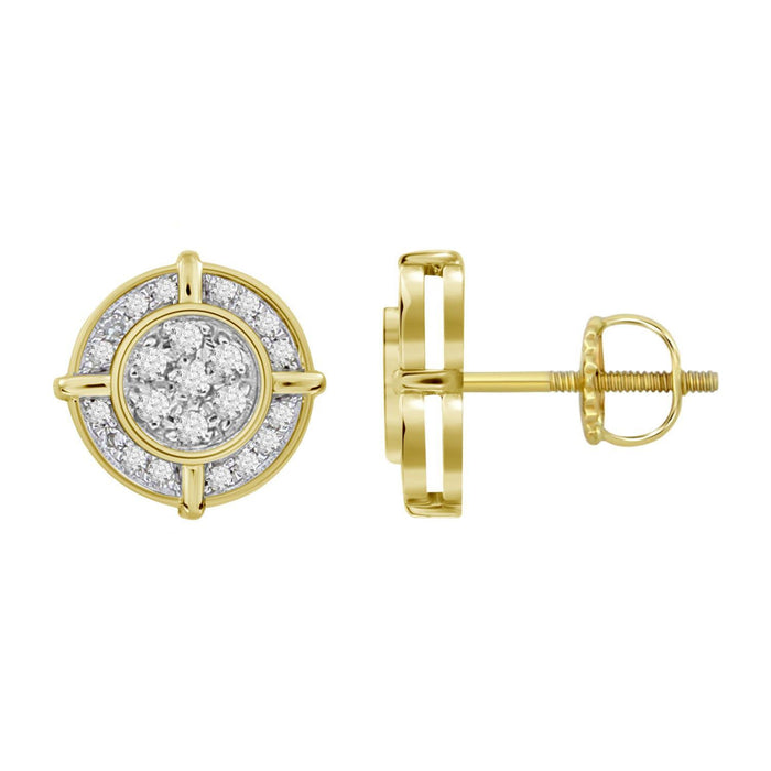 MEN'S EARRINGS 1/6 CT ROUND DIAMOND 10K YELLOW GOLD