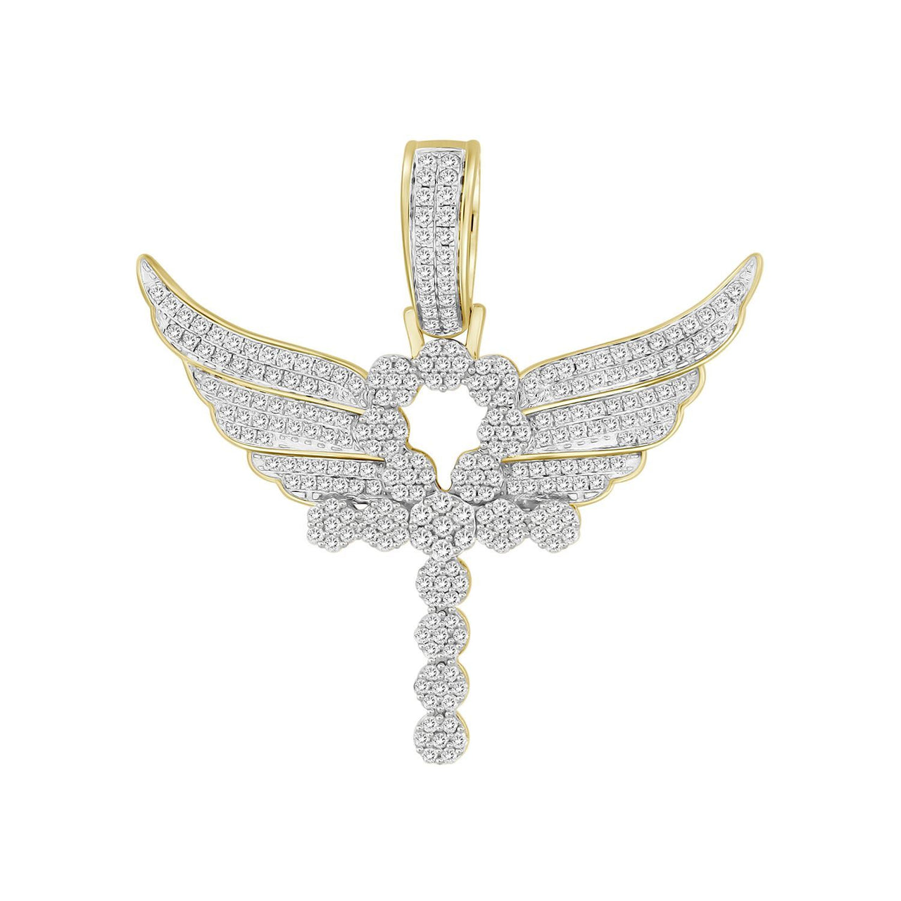 MEN'S PENDANT 3 1/4 CT ROUND DIAMOND 10K YELLOW GOLD