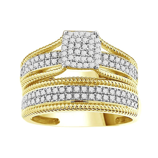 LADIES BRIDAL RING SET 1/3 CT ROUND DIAMOND 10K YELLOW GOLD