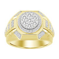 Thumbnail for MEN'S RING 1 CT ROUND DIAMOND 14K YELLOW GOLD