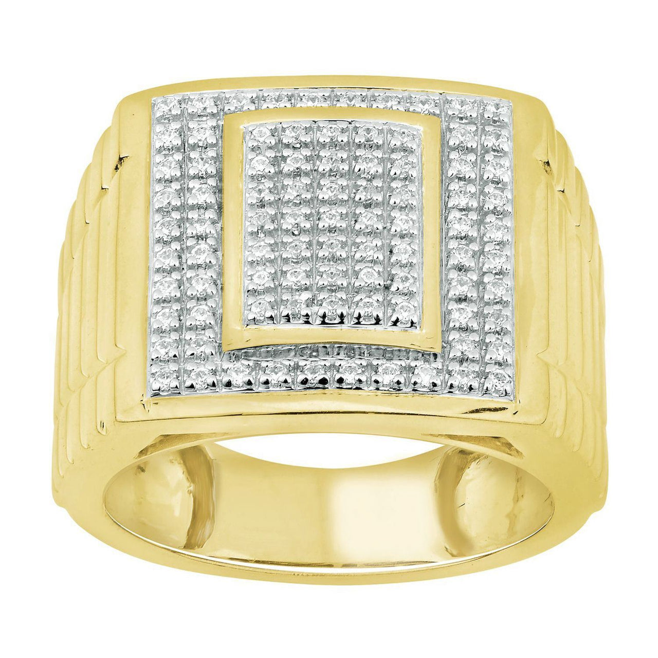 MEN'S RING 3/8 CT ROUND DIAMOND 10K YELLOW GOLD
