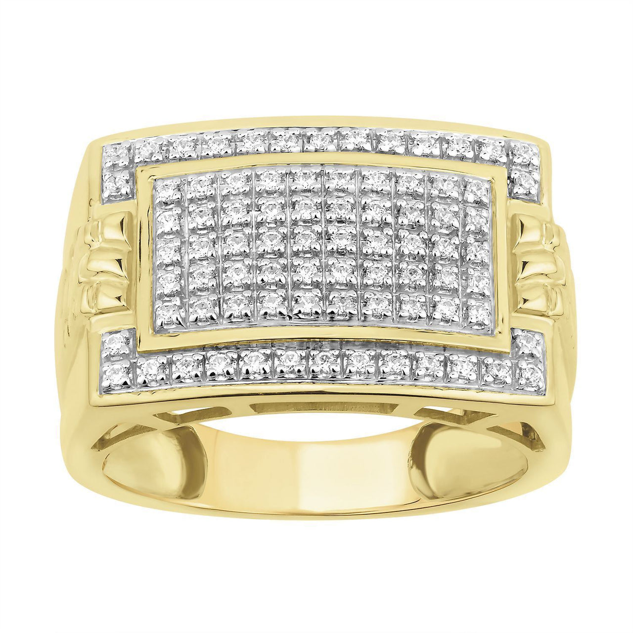 MEN'S RING 1/2 CT ROUND DIAMOND 10K YELLOW GOLD