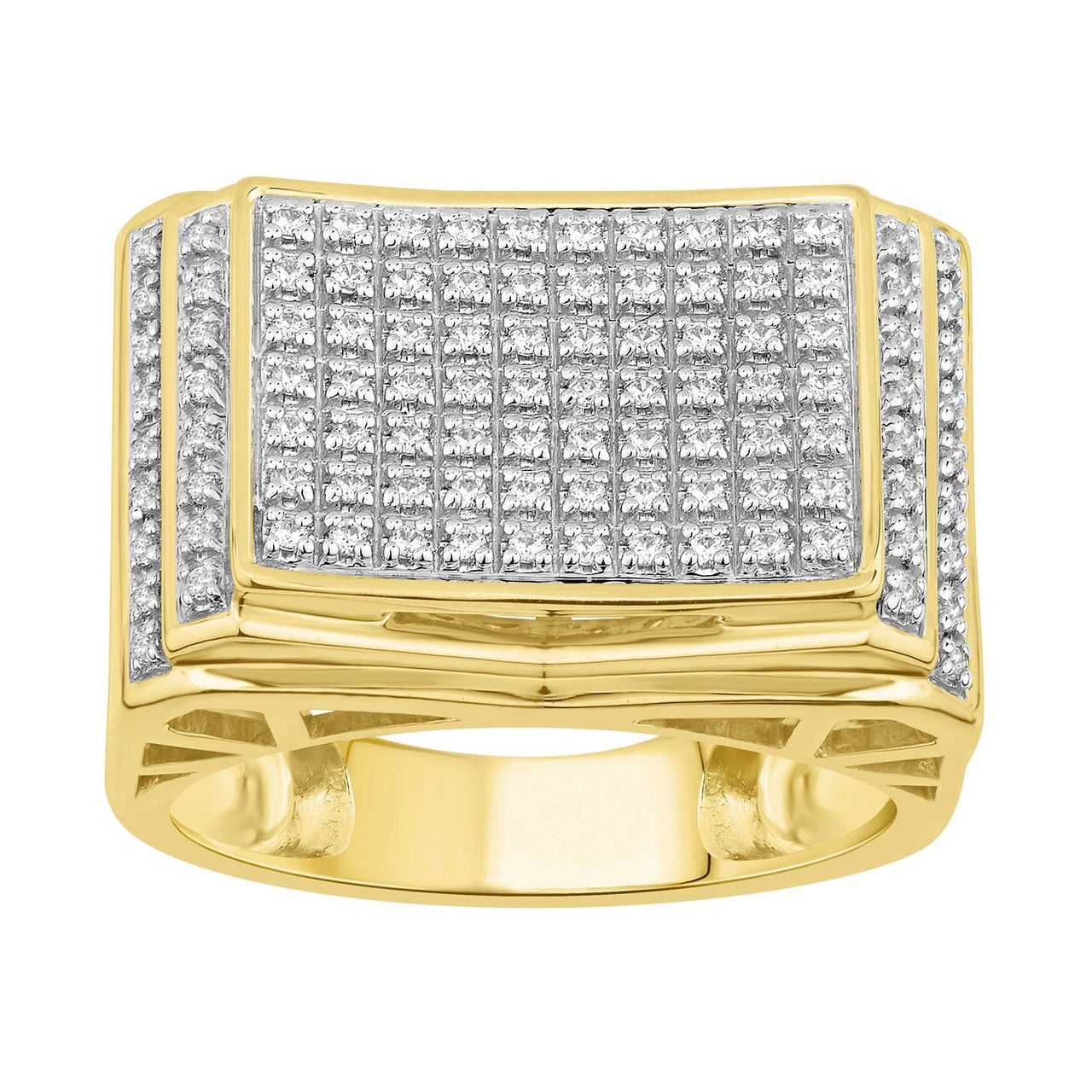 MEN'S RING 1/2 CT ROUND DIAMOND 10K YELLOW GOLD