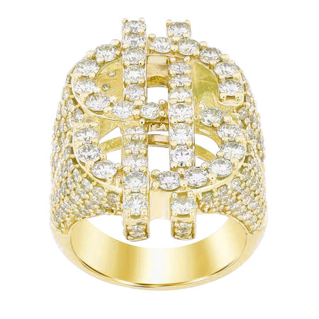 MEN'S RING 7 1/2 CT ROUND DIAMOND 10K YELLOW GOLD