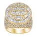 MEN'S RING 5 CT ROUND DIAMOND/BAGUETTE 14K YELLOW GOLD