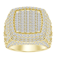 Thumbnail for MEN'S RING 6 CT ROUND DIAMOND/BAGUETTE 14K YELLOW GOLD