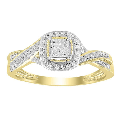 LADIES RING 1/5 CT ROUND DIAMOND 10K YELLOW GOLD