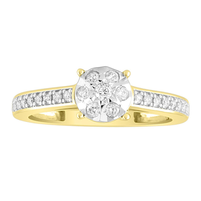 LADIES RING 1/5 CT ROUND DIAMOND 10K YELLOW GOLD