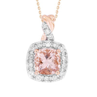 Thumbnail for LADIES PENDANT 1/4 CT ROUND/CUSHION/PEACH MORGANITE DIAMOND 10K ROSE GOLD (CENTER - 7/8)