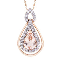 Thumbnail for LADIES PENDANT 1/4 CT ROUND/PEAR/PEACH MORGANITE DIAMOND 10K ROSE GOLD (CENTER - 7/8)