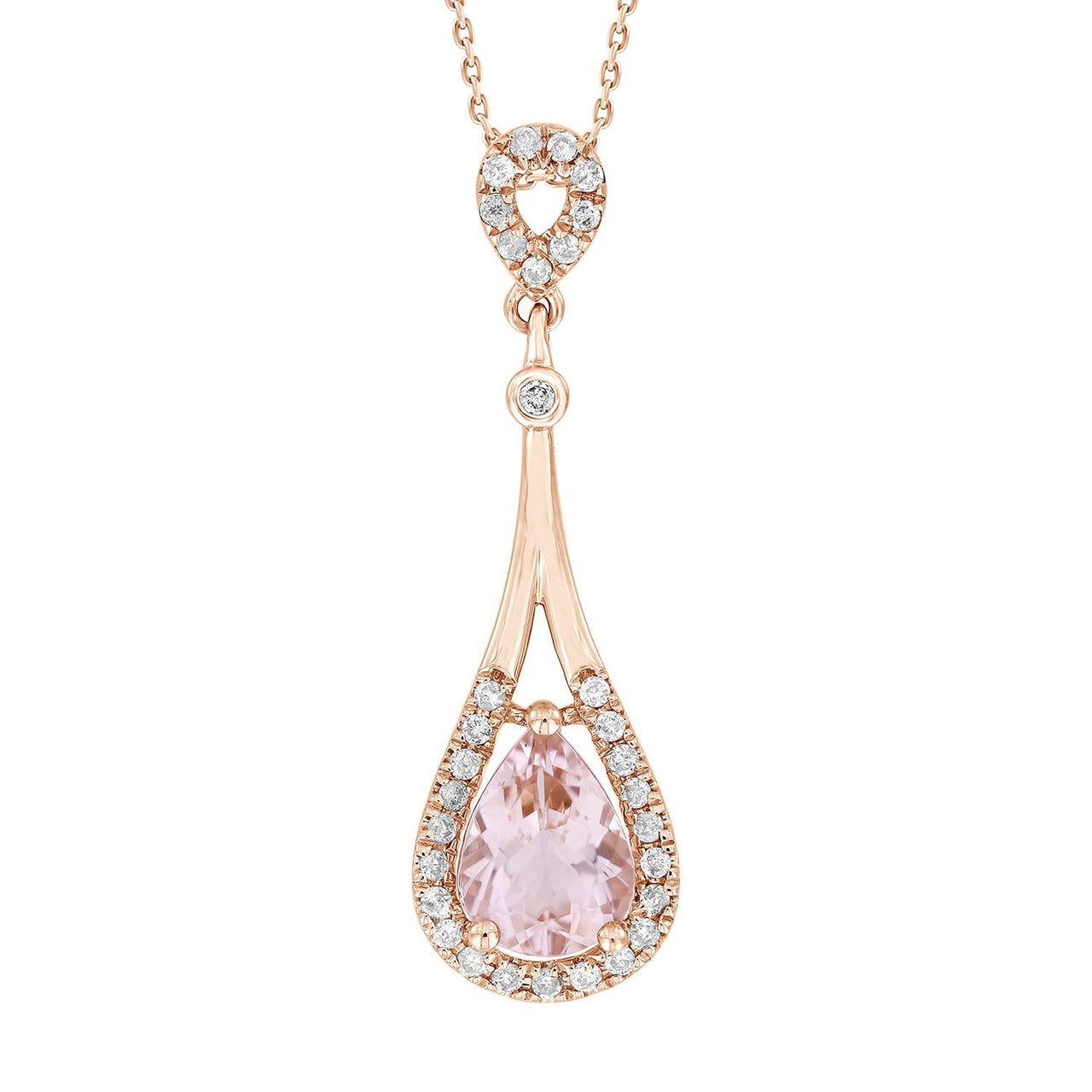 LADIES PENDANT 1/5 CT ROUND/PEAR/PEACH MORGANITE DIAMOND 10K ROSE GOLD (CENTER - 7/8)