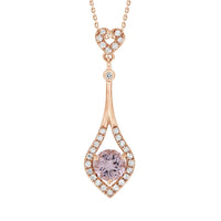 Thumbnail for LADIES PENDANT 1/5 CT ROUND/PEACH MORGANITE DIAMOND 10K ROSE GOLD (CENTER - 3/4)
