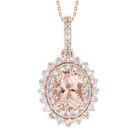 Thumbnail for LADIES PENDANT 1/3 CT ROUND/PEACH MORGANITE DIAMOND 10K ROSE GOLD (CENTER - 1 1/8)