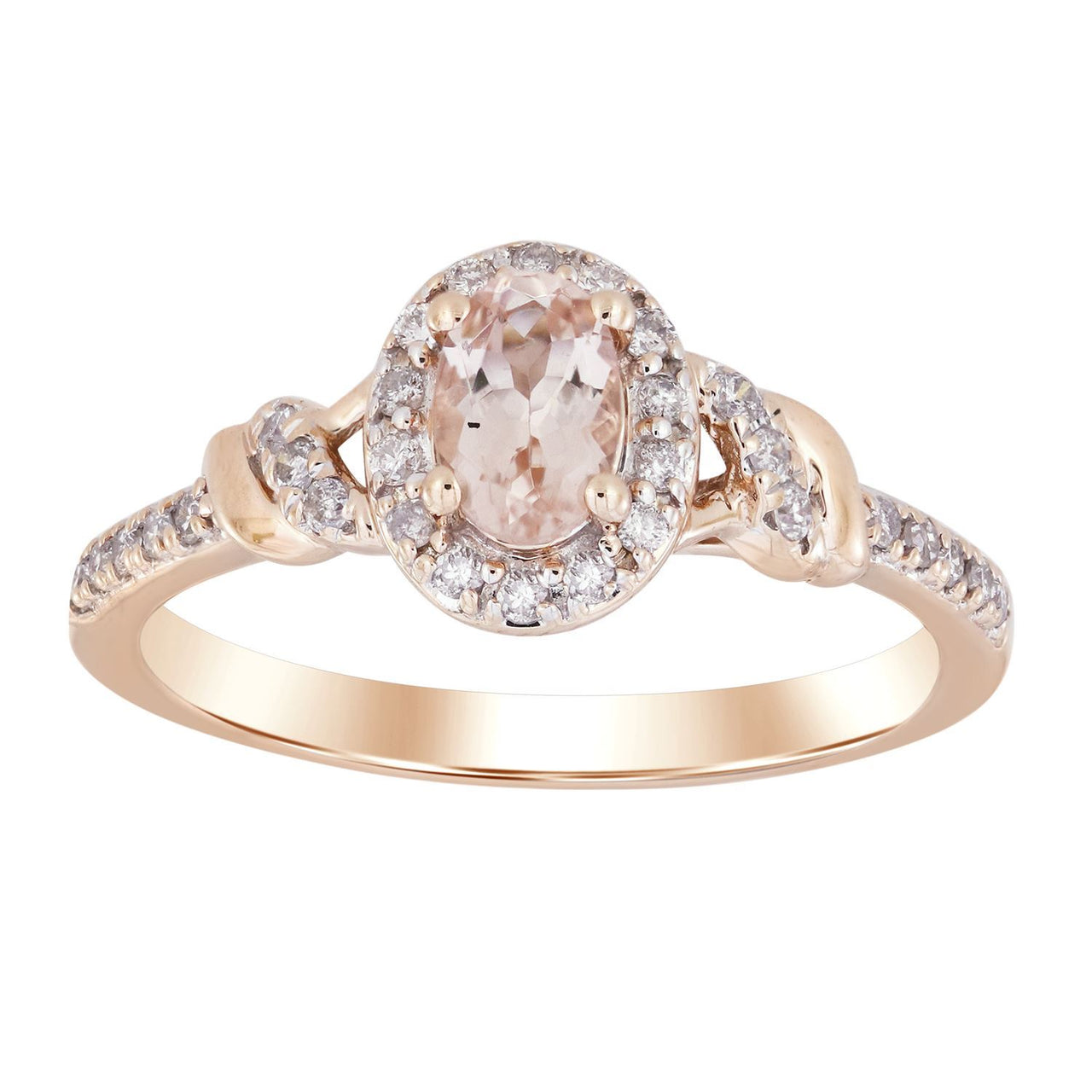 LADIES RING 1/5 CT ROUND/OVAL/PEACH MORGANITE DIAMOND 10K ROSE GOLD(CENTER-3/8)
