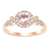 Thumbnail for LADIES RING 1/5 CT ROUND/ROUND/PEACH MORGANITE DIAMOND 10K ROSE GOLD(CENTER-1/2)