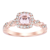 Thumbnail for LADIES RING 1/5 CT ROUND/ROUND/CUSHION/PEACH MORGANITE DIAMOND 10K ROSE GOLD(CENTER-1 / SEMI MOUNT)