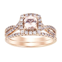 Thumbnail for LADIES BRIDAL RING SET 1/2 CT ROUND/CUSHION/PEACH MORGANITE DIAMOND 10K ROSE GOLD(CENTER-1/2)