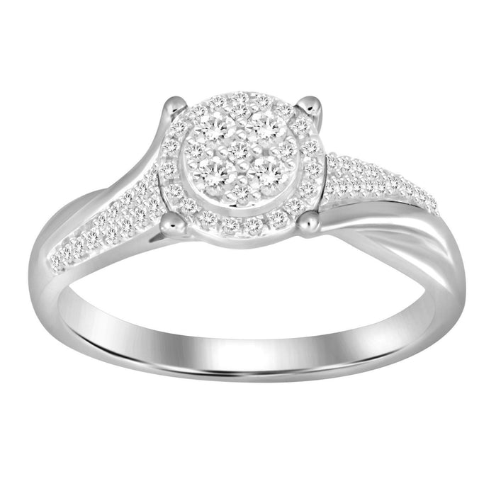 LADIES RING 1/4 CT ROUND DIAMOND 10K WHITE GOLD