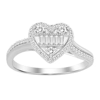 Thumbnail for LADIES RING 1/4 CT ROUND/BAGUETTE DIAMOND 10K WHITE GOLD