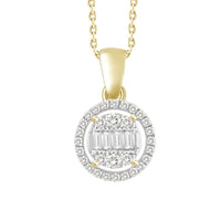 Thumbnail for LADIES PENDANT 1/5 CT ROUND/BAGUETTE DIAMOND 10K YELLOW GOLD