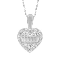 Thumbnail for LADIES PENDANT 1/5 CT ROUND/BAGUETTE DIAMOND 10K WHITE GOLD