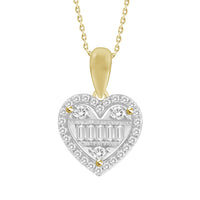 Thumbnail for LADIES PENDANT 1/5 CT ROUND/BAGUETTE DIAMOND 10K YELLOW GOLD