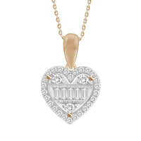 Thumbnail for LADIES PENDANT 1/5 CT ROUND/BAGUETTE DIAMOND 10K ROSE GOLD