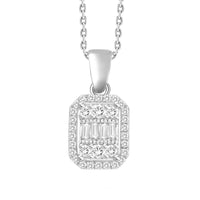 Thumbnail for LADIES PENDANT 1/5 CT ROUND/BAGUETTE DIAMOND 10K WHITE GOLD