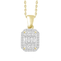 Thumbnail for LADIES PENDANT 1/5 CT ROUND/BAGUETTE DIAMOND 10K YELLOW GOLD
