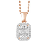 Thumbnail for LADIES PENDANT 1/5 CT ROUND/BAGUETTE DIAMOND 10K ROSE GOLD