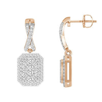 Thumbnail for LADIES EARRING 1/3 CT ROUND/BAGUETTE DIAMOND 10K ROSE GOLD