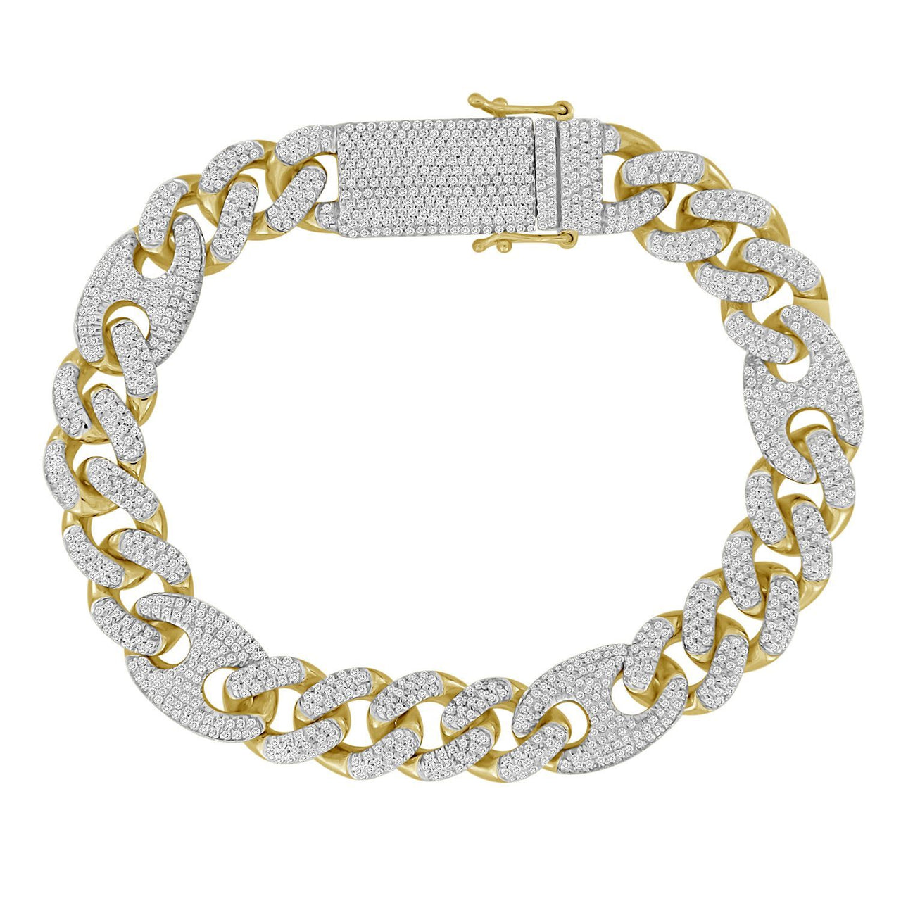 MEN'S BRACELET 4 CT ROUND DIAMOND 10K YELLOW GOLD