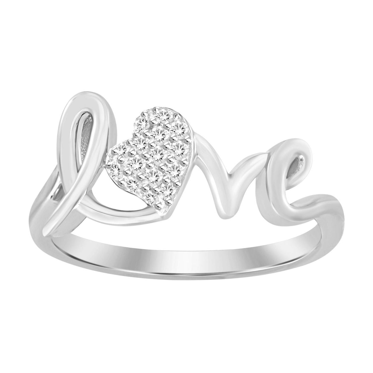 LADIES RING 1/10 CT ROUND DIAMOND 10K WHITE GOLD