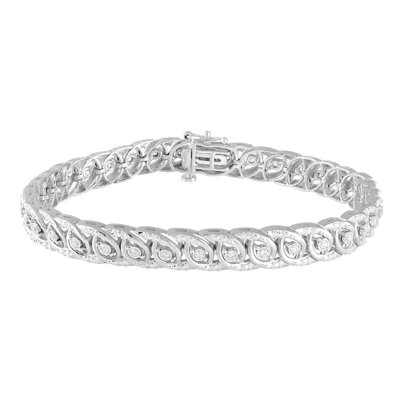 LADIES BRACELET 1/2 CT ROUND DIAMOND 10K WHITE GOLD