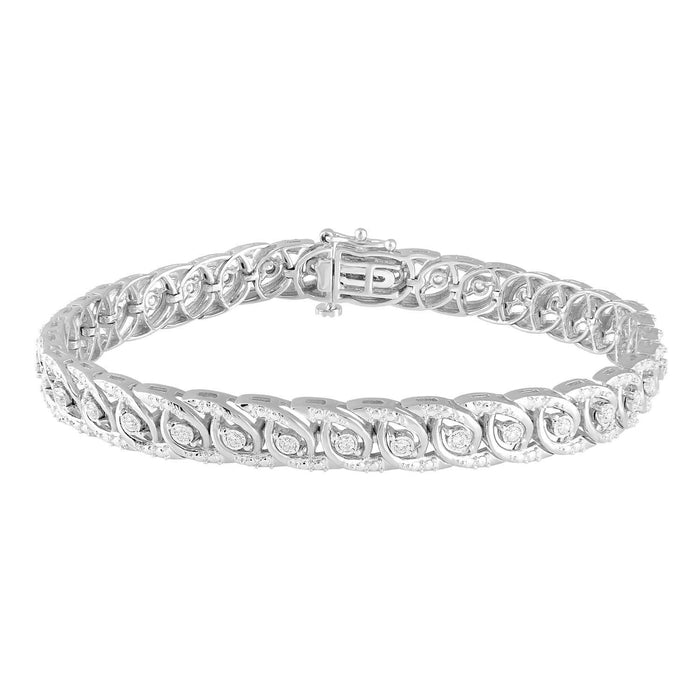 LADIES BRACELET 1/2 CT ROUND DIAMOND 10K WHITE GOLD