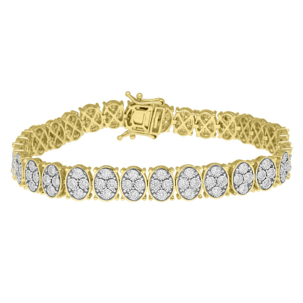 LADIES BRACELET 2 CT ROUND DIAMOND 10K YELLOW GOLD