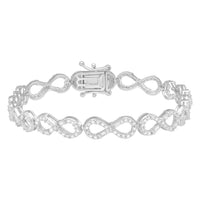 Thumbnail for LADIES BRACELET 1 CT ROUND/BAGUETTE DIAMOND 10K WHITE GOLD