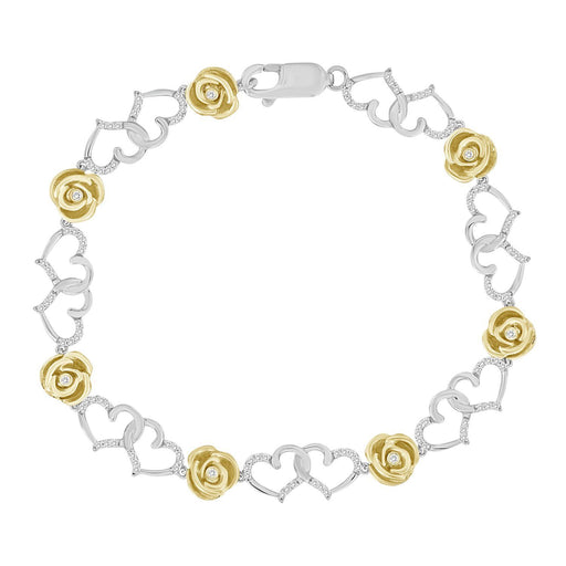 LADIES BRACELET 1/3 CT ROUND DIAMOND SILVER WHITE/YELLOW PLATING