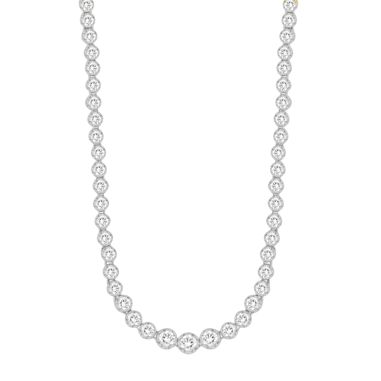 LADIES NECKLACE 2 CT ROUND DIAMOND 14K WHITE GOLD