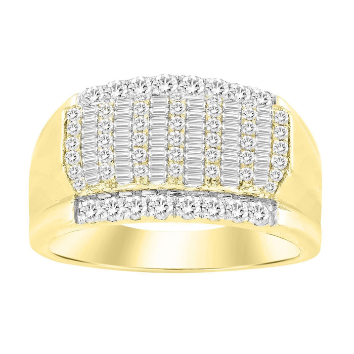 MEN'S BAND 1 CT ROUND/BAGUETTE DIAMOND 10K YELLOW GOLD