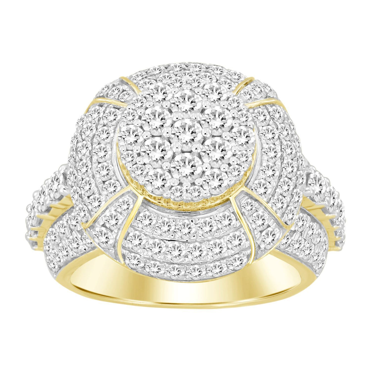 MEN'S RING 3 3/4 CT ROUND DIAMOND 10K YELLOW GOLD