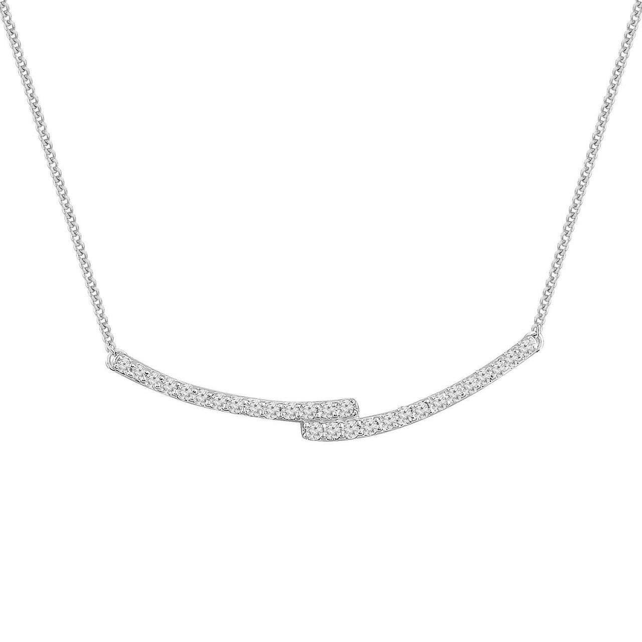 LADIES NECKLACE 1/5 CT ROUND DIAMOND 10K WHITE GOLD