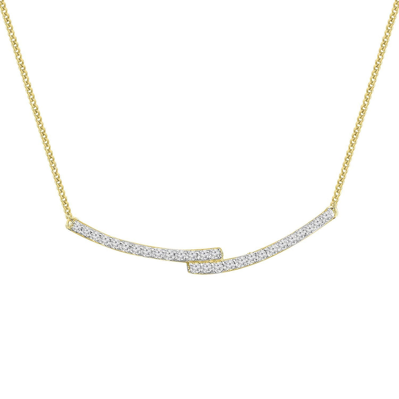 LADIES NECKLACE 1/5 CT ROUND DIAMOND 10K YELLOW GOLD
