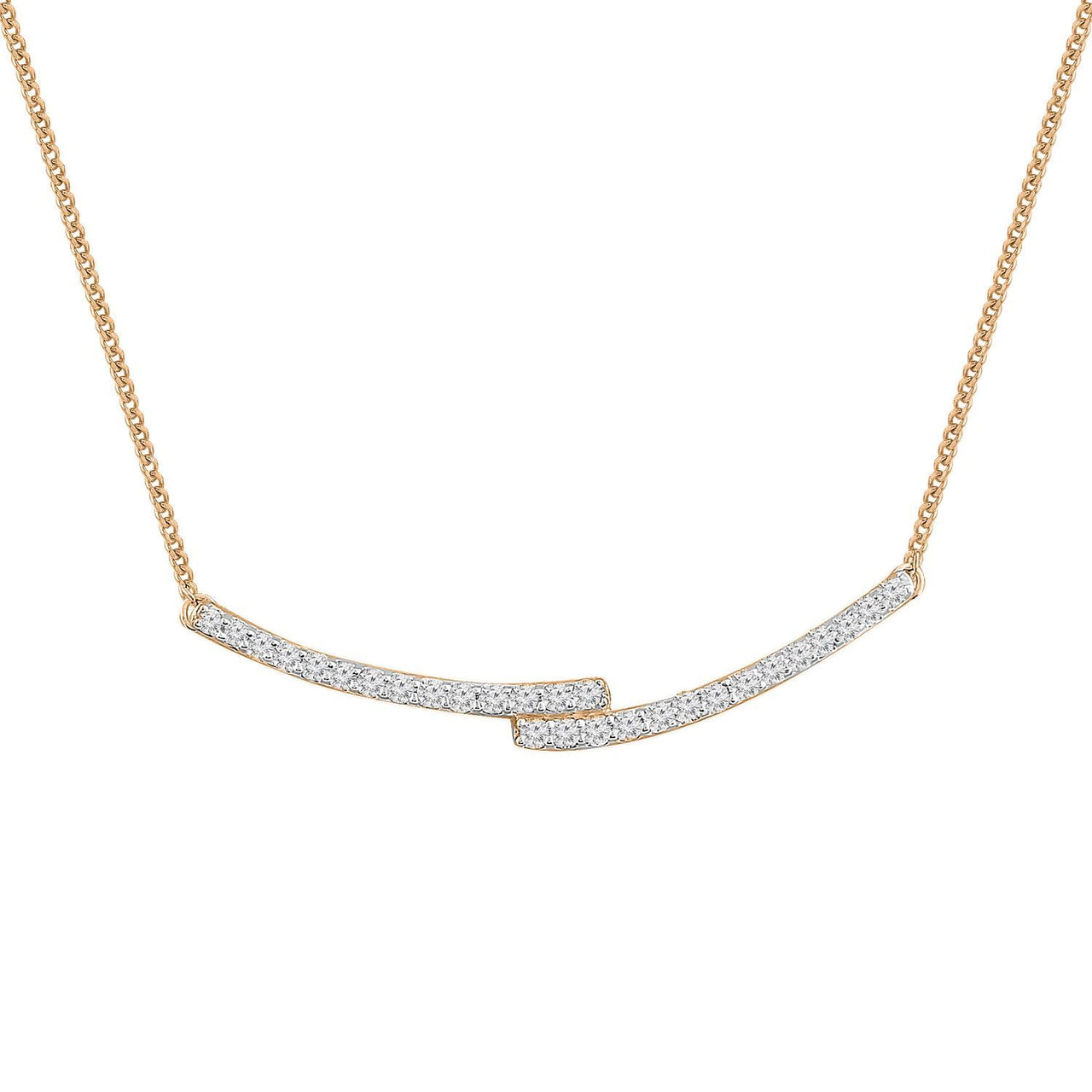 LADIES NECKLACE 1/5 CT ROUND DIAMOND 10K ROSE GOLD