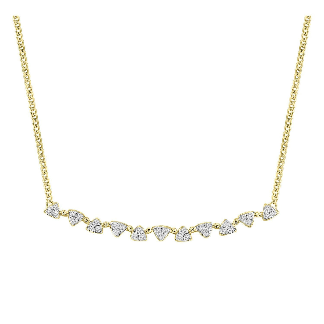 LADIES NECKLACE 1/5 CT ROUND DIAMOND 10K YELLOW GOLD