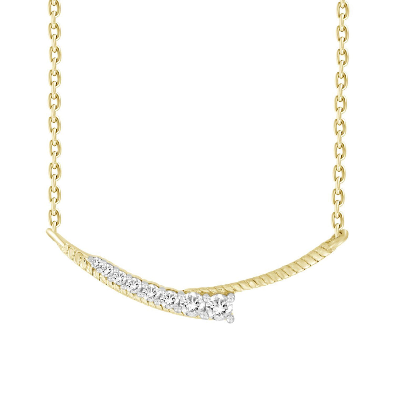 LADIES NECKLACE 1/4 CT ROUND DIAMOND 10K YELLOW GOLD