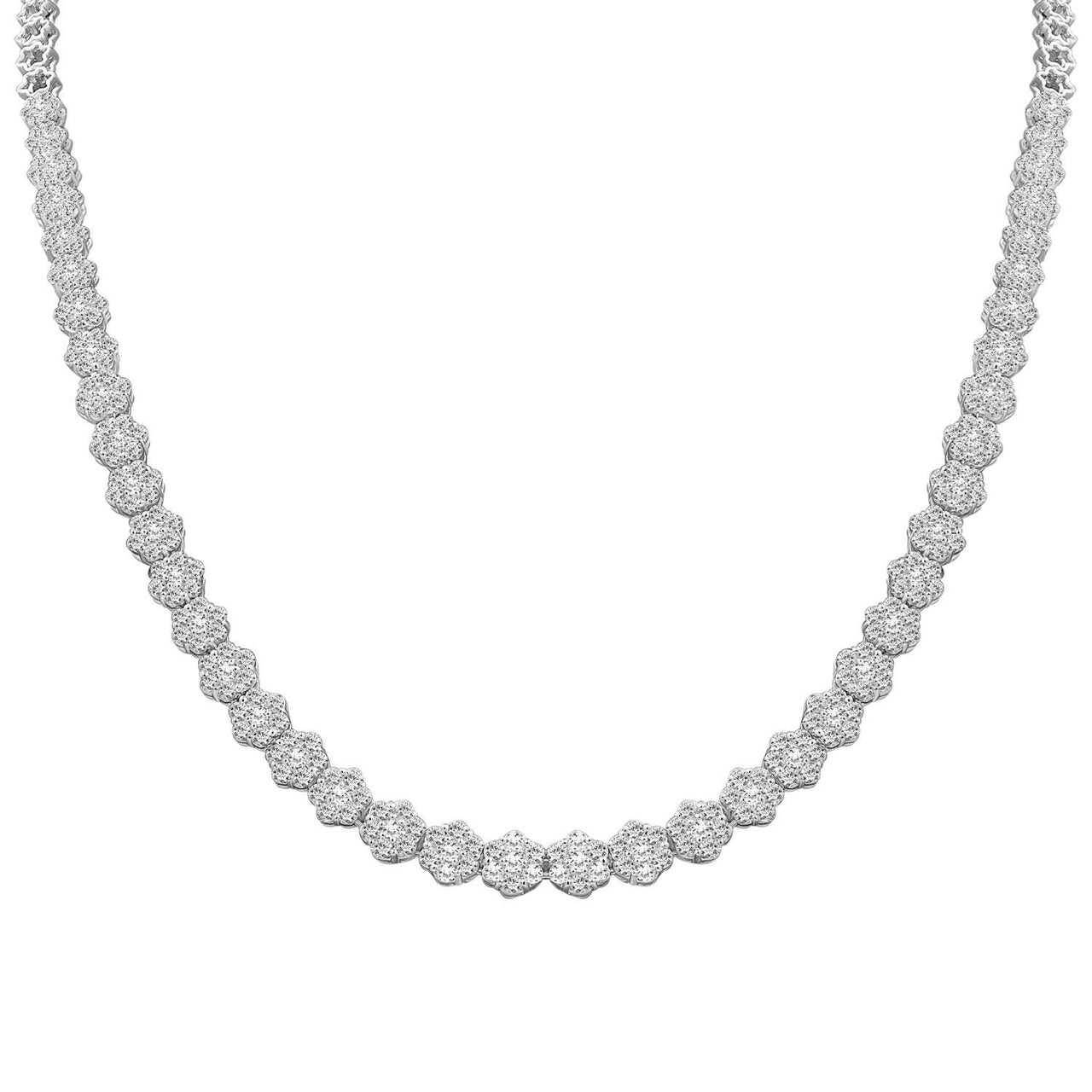 LADIES NECKLACE 7 CT ROUND DIAMOND 14K WHITE GOLD